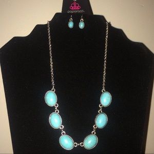 Sky blue and silver necklace and earrings